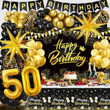 Black and Gold Birthday Decorations for Men Women Black and