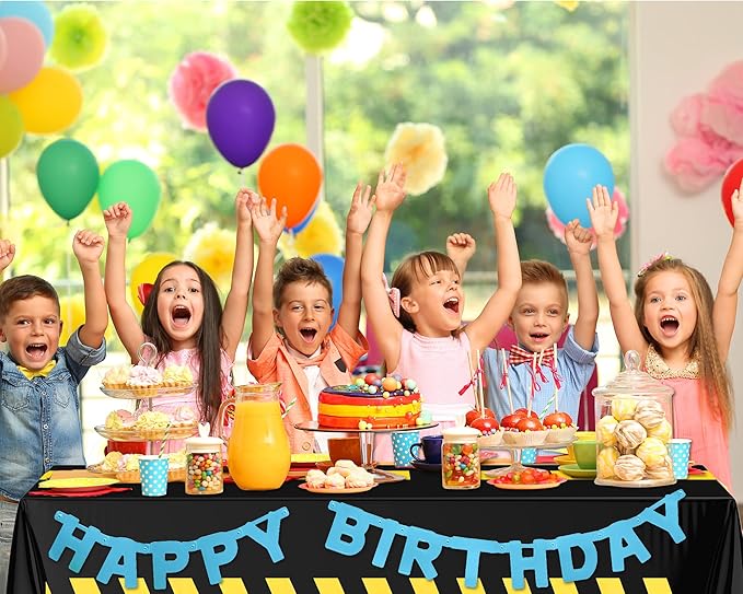 3 Pcs Construction Birthday Party Tablecloth 51 x 71 Inch Road Table