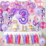 3rd Birthday Decoration for Girls,Pink Purple 3rd Birthday Balloon