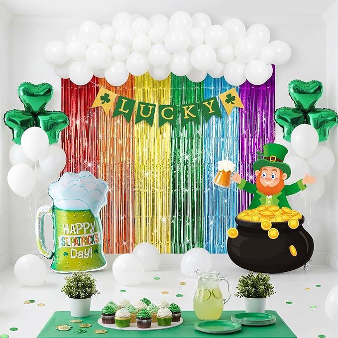 137 Pcs St Patrick's Day Balloons Party Decorations Shamrock Foil