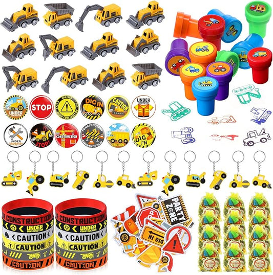 244 Pcs Construction Birthday Party Favors Set for 24 Guests Include