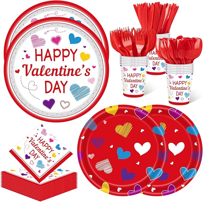 350PCS Valentine's Day Party Supplies for 50 Guests Valentine's Day