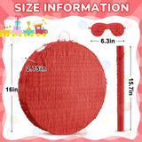 Jenaai 16 Inch Round Red Piñata Large circle Blank Piñata with Stick