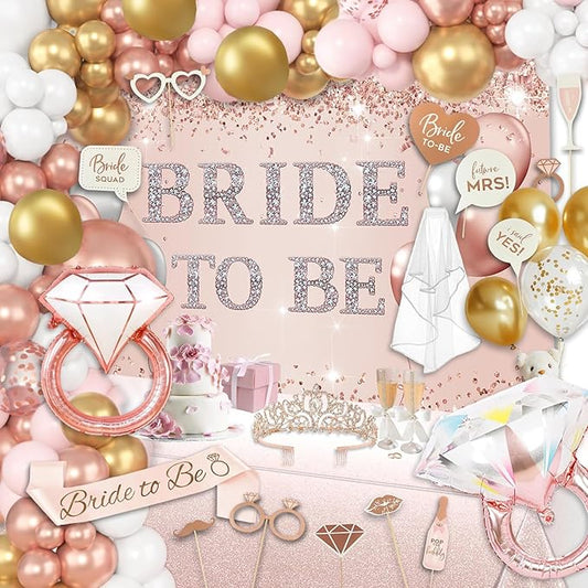 121 Pcs Bachelorette Party Decorations Kit Rose Gold Bridal Shower