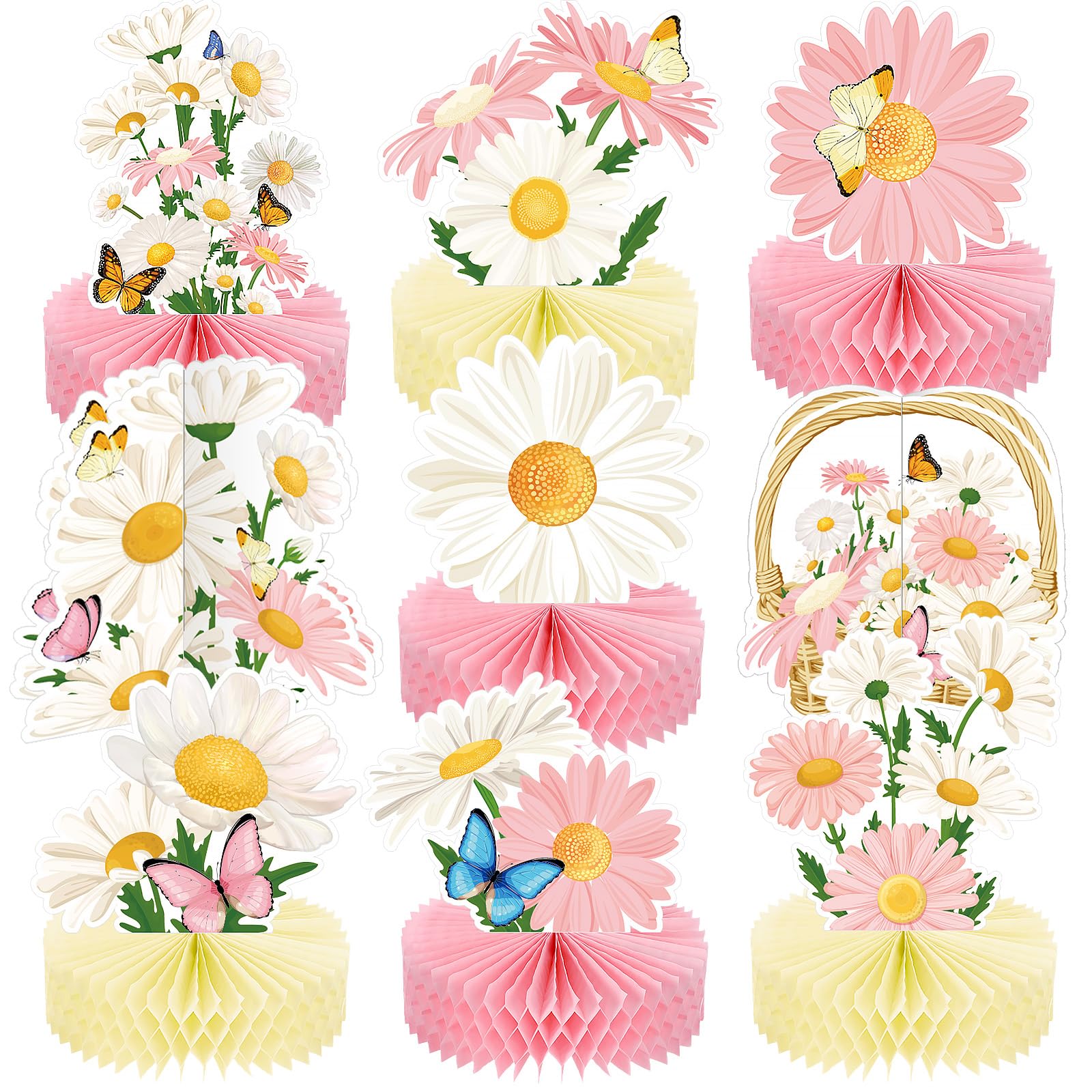 Hotop 9 Pcs Daisy Flower Birthday Party Decorations Daisy Butterfly