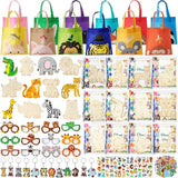 136Pcs Safari Party Favors Jungle Birthday Supplies for Kids Wooden