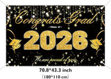 Graduation Decorations 2026 Black and Gold Party Supplies