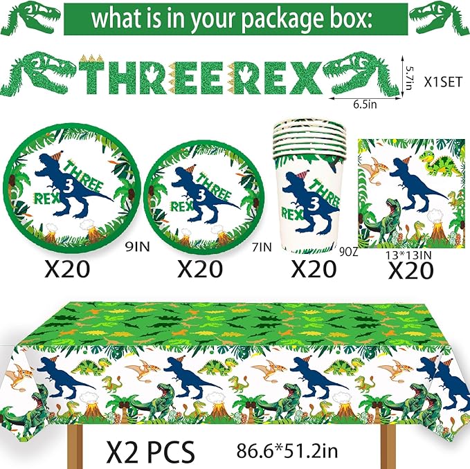 Dinosaur Birthday Party Supplies 3 Year Old Boy Three Dino Rex