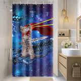 Aimego Stall Small Shower Curtain - Funny Cool Cute Cat on Fantasy