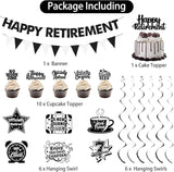 Retirement Party Decorations Black White Happy Retirement Banner