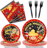 96 Pcs Movie Night Party Supplies Paper Plates Napkins Movie Party
