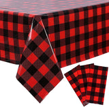 Kesfey 3 Packs Buffalo Check Plaid Table Cloth 54 x 108 Inches Red
