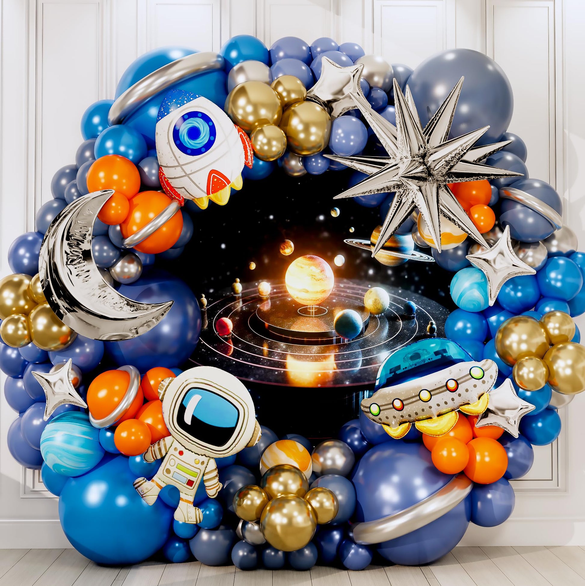 ALL-IN-1 Space Balloon Arch Kit with BONUS Specialty Foil Balloons for