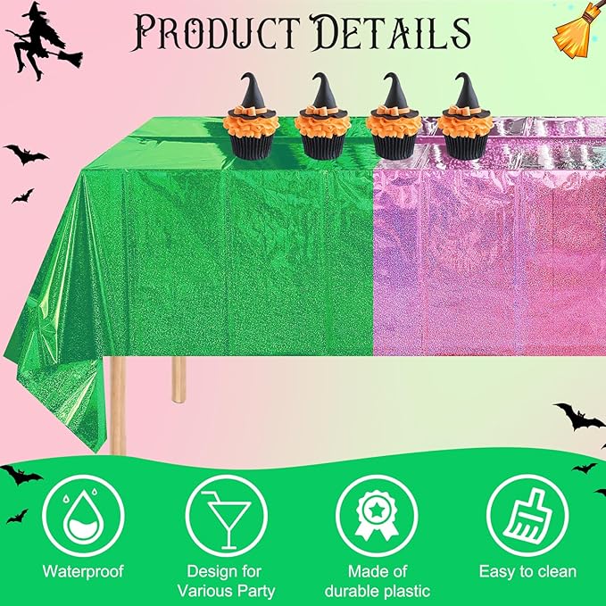 4 Pcs Iridescent Pink and Green Tablecloth Party Decorations,