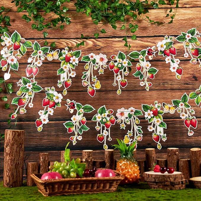 Strawberry Garland Banner Berry First Birthday Decor Strawberry