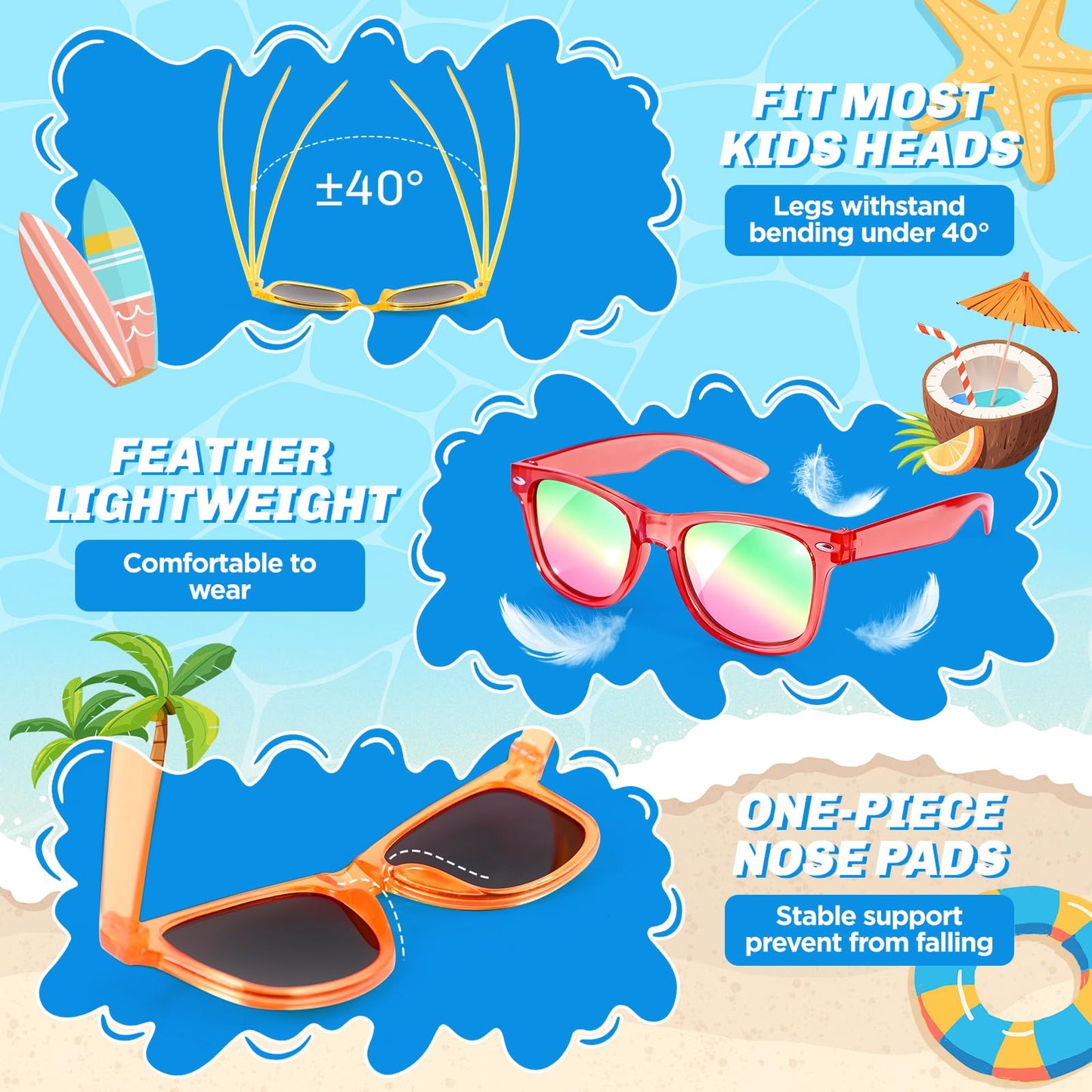 Party Favors Kids Sunglasses - Toddler Sunglasses Bulk for Kid Age