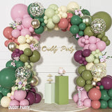 Ouddy Party Dusty Pink Green Yellow Balloons Garland Arch Kit,