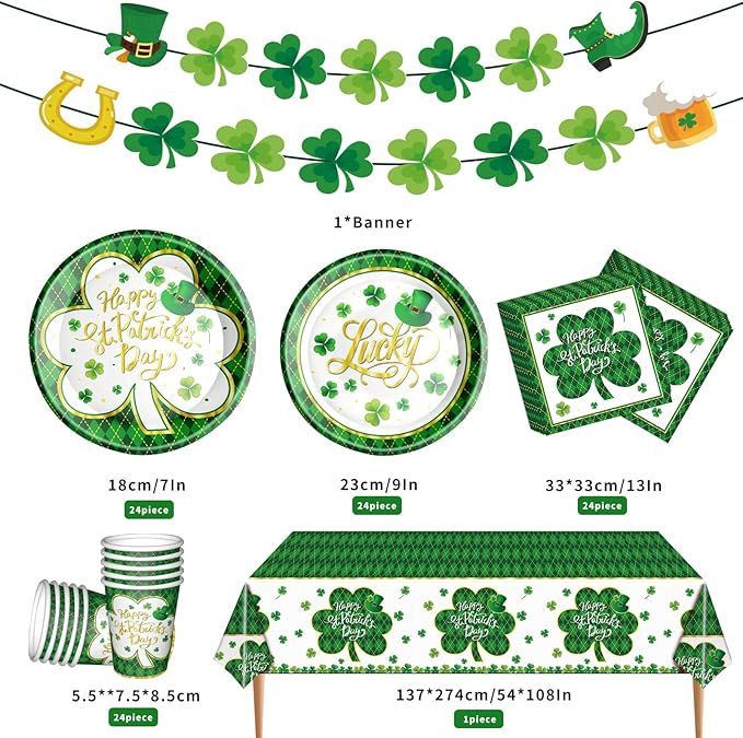 St Patrick's Day Party Supplies Tableware Set Irish Themed Tableware