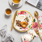 168Pcs Paper Plates Floral Rose Gold Party Plates and Napkins