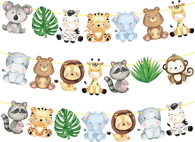 Jungle Safari Banners 2pcs Safari Animals Birthday Party Cutout