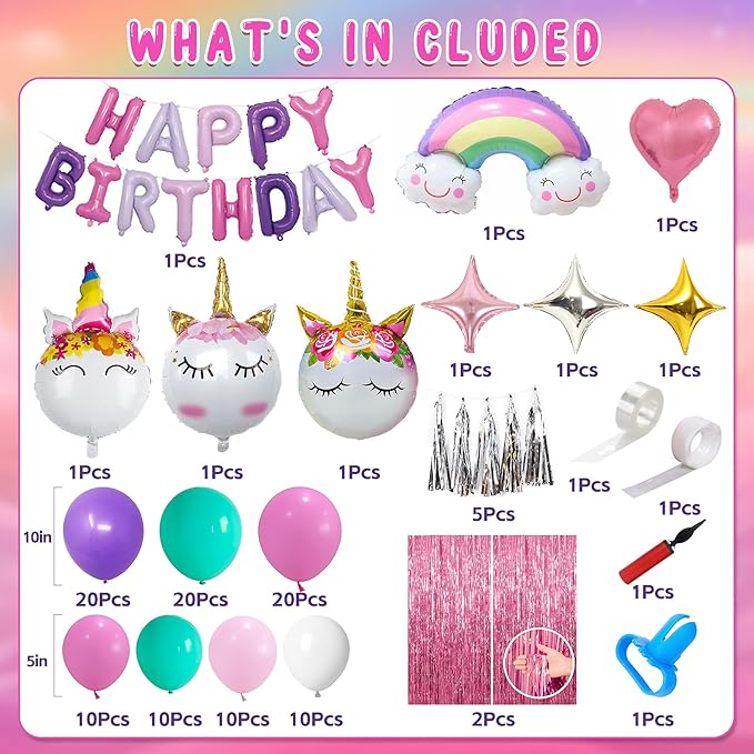 Unicorn Theme Birthday Party Decorations Supplies Rainbow Unicorn