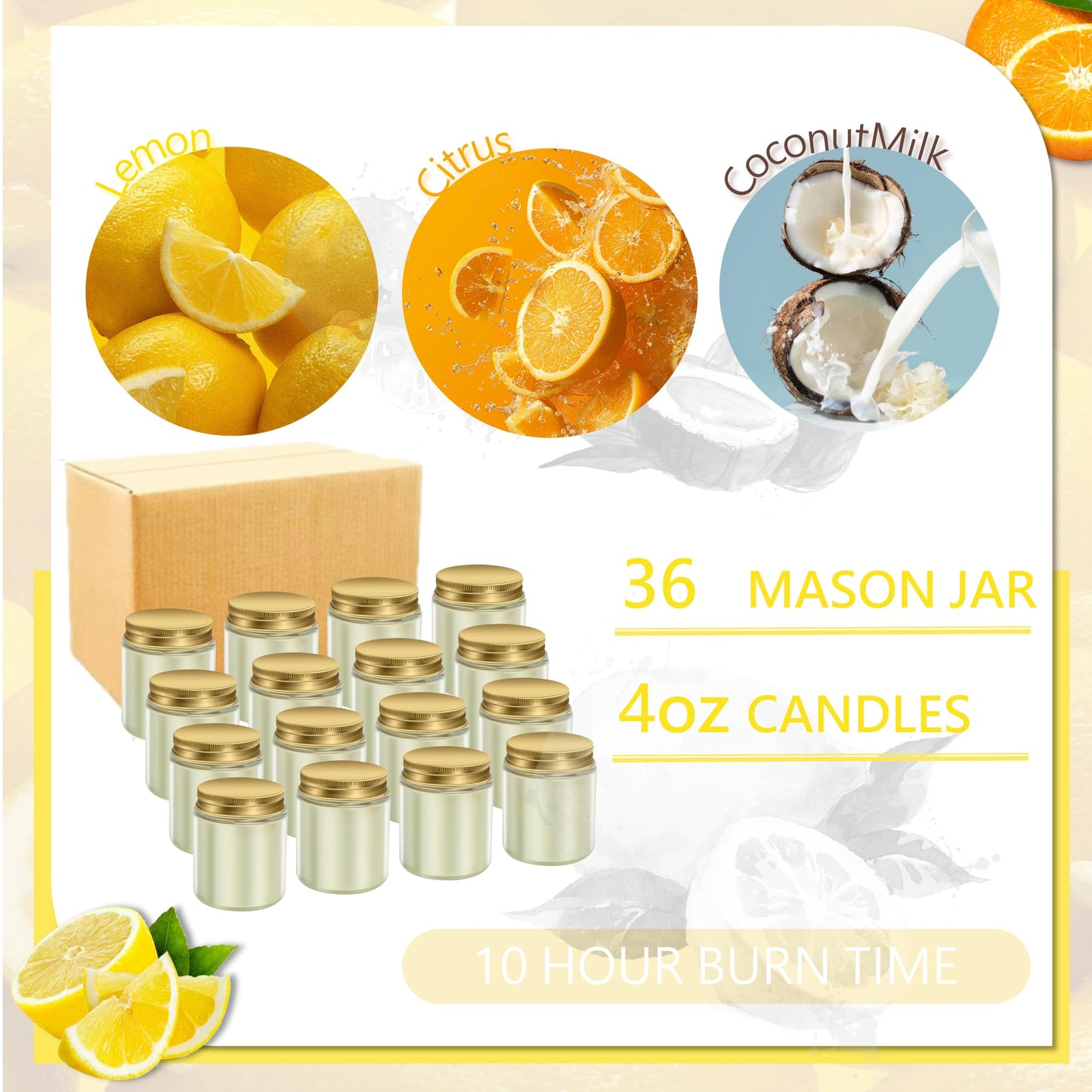 ACITHGL 36 Pcs 4oz Mini Mason Jar Candles Small Scented Candles Bulk
