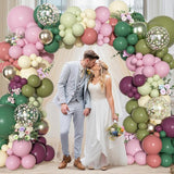 Ouddy Party Dusty Pink Green Yellow Balloons Garland Arch Kit,