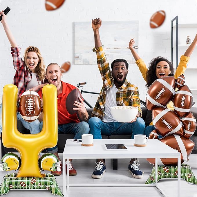 4 Pcs Football Party Decorations 5 ft Standing Football Balloons