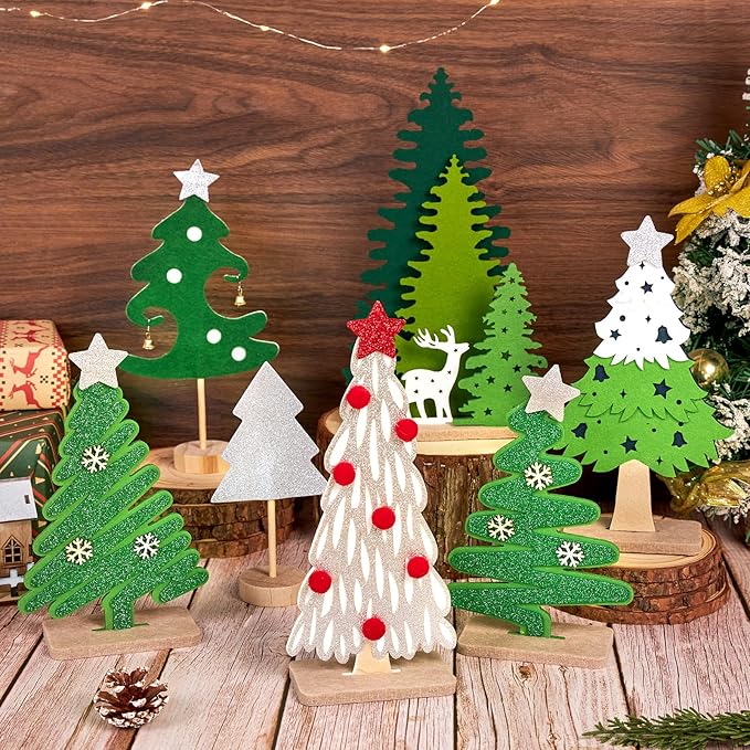 Christmas Table Decorations 7PCS Mini Christmas Trees Felt