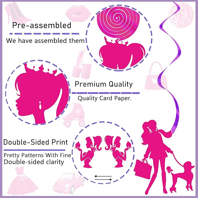 Hot Pink Girl Party Hanging Swirls Pink Party Swirl Ceilings Pink