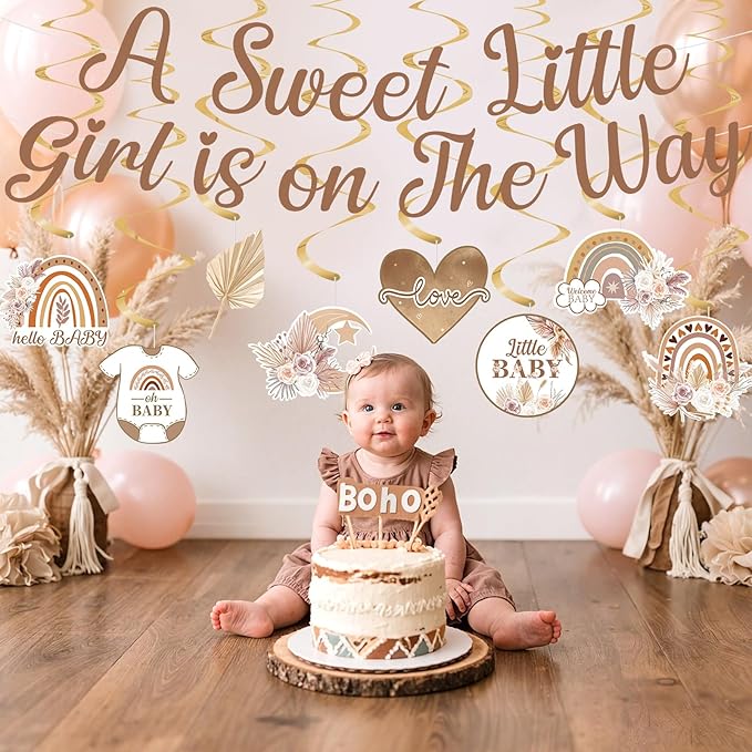 Boho Baby Shower Decorations A Sweet Little Girl Is On The Way Banner