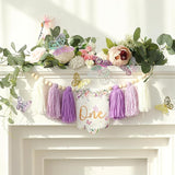 Handmade Butterfly Flower 1st Birthday High Chair Banner Purple