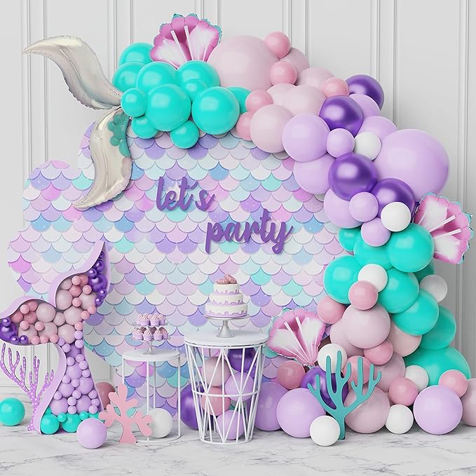 119Pcs Mermaid Balloon Garland Kit Mermaid Tail Arch Party