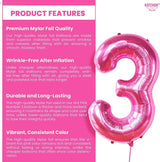 KatchOn, Giant Hot Pink Number 3 Balloon - 40 Inch | Number 3 Foil