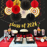 Red-Black Gold Party-Decorations Graduation Banner-Streamers - 18pcs K