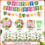 Hawaiian Birthday Party Decorations 99Pcs Aloha Party Plates Serve