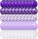 Togvu Balloon Purple and White, 60 Packs 12 Inch Dark Light Metallic