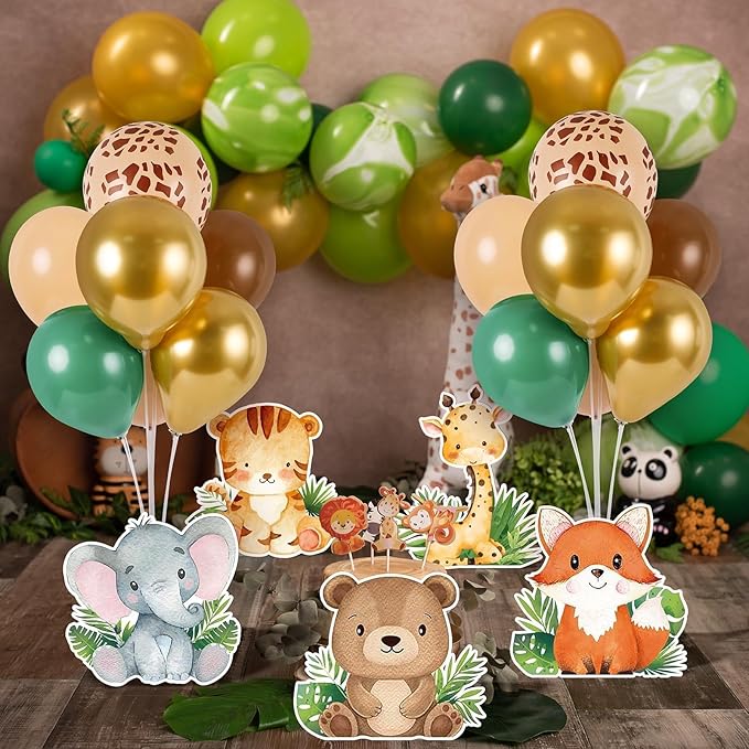 12 Sets Baby Shower Jungle Animals Balloon Stand Kit Safari Baby