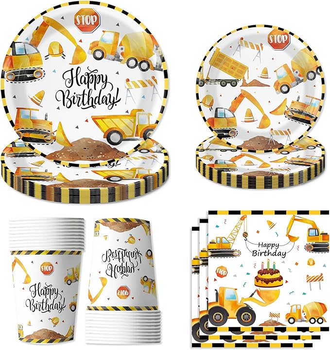 96PCS Construction Birthday Party Supplies Construction Party