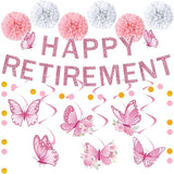 14pcs Pink Retirement Party Decorations for Women Butterfly Pink