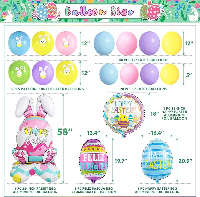 Party Spot! 101 PCS 2026 Easter Party Decorations Set Easter Party