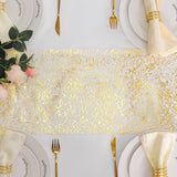 Snowkingdom 20Ft Gold Table Runner, Golden Glitter Foil Metallic Thin