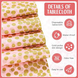 Breling 8 Pack Pink and Gold Disposable Plastic Tablecloths and Satin