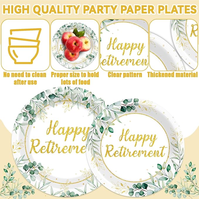 96Pcs Sage Green Retirement Party Decorations Greenery Happy