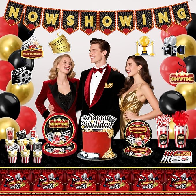 Movie Night Supplies 160PCS Movie Themed Party Decorations with Now
