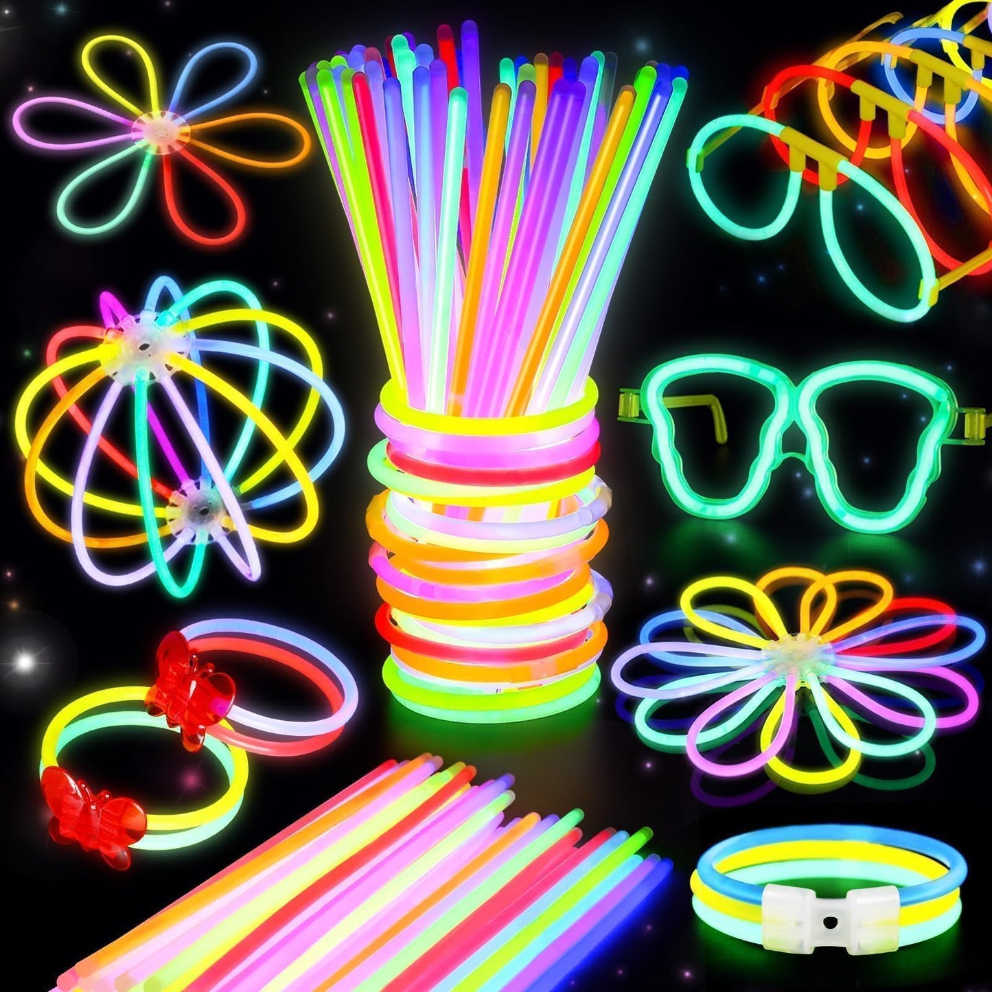 BUDI 467Pcs Glow Sticks Party Favors for Kids Adults Glow in the Dark