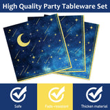 chiazllta 96 Pcs Starry Night Plates and Napkins Party Supplies Sweet