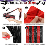 8 Pack Halloween Party Supplies, 3.28 FT x 7.05 FT Red and Black Foil