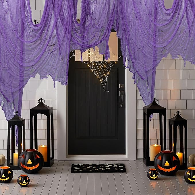197'' x 85'' Halloween Purple Scary Gauze Purple Haunted House