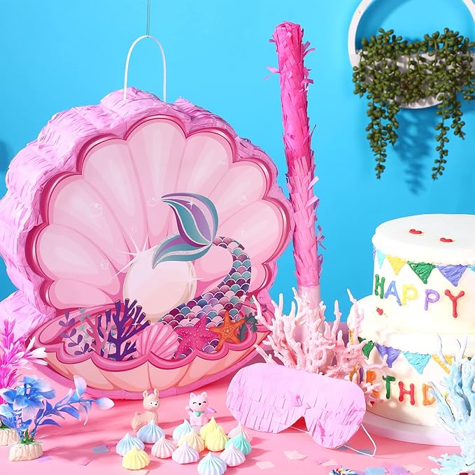 Seashell Mermaid Piñatas for Birthday Party Girl Sea Theme Piñata